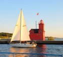 The Holland State Park lighthouse in Holland, MI